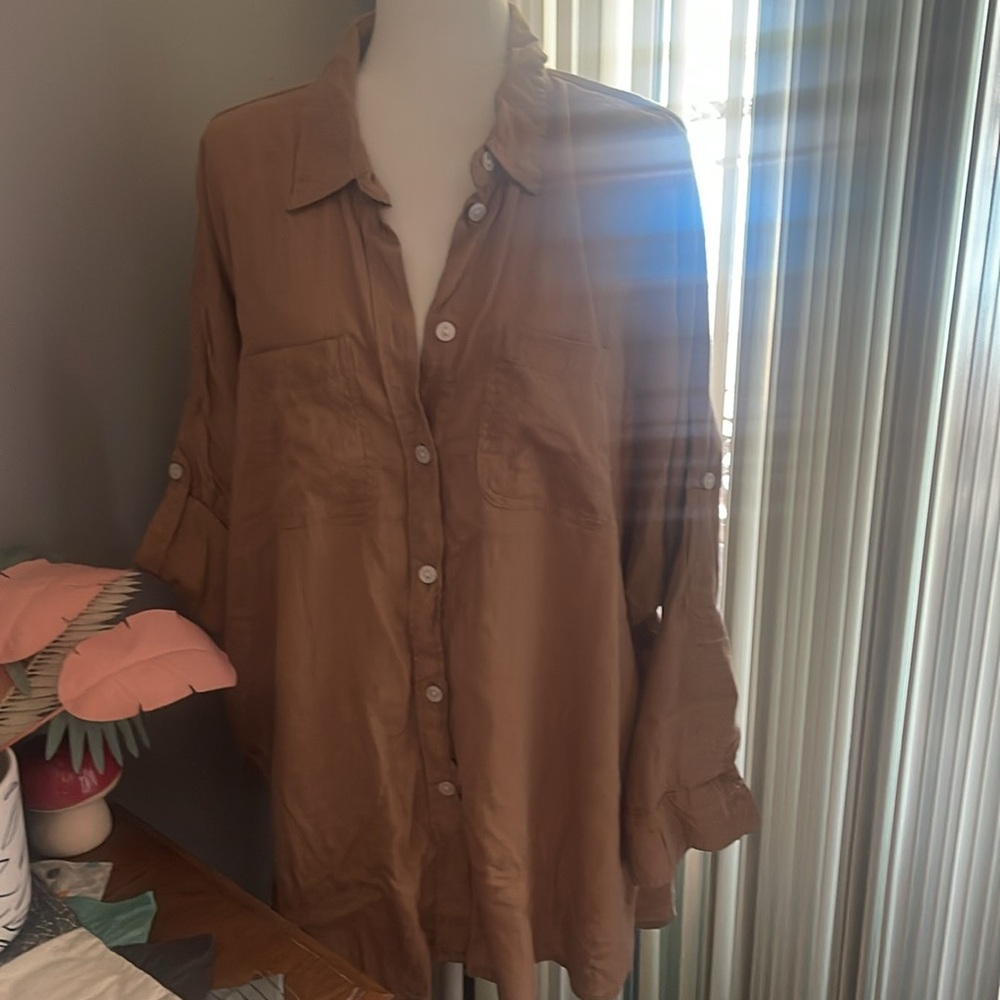 American Eagle beige brown colored oversized shirt size medium